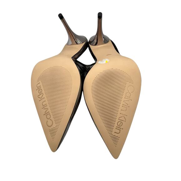 Calvin Klein Cinola2 Slingback Heels Pewter Metallic Pointed Toe Size 8.5 NIB - Picture 4 of 6